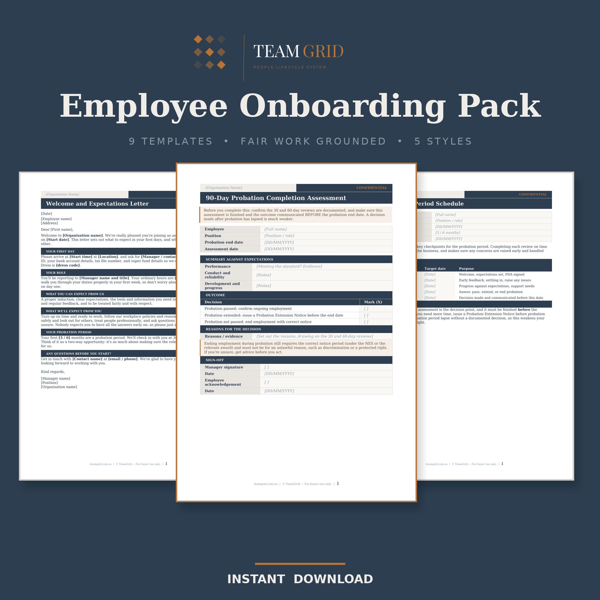 Employee Onboarding & Probation Pack | Fair Work | Editable Word Templates