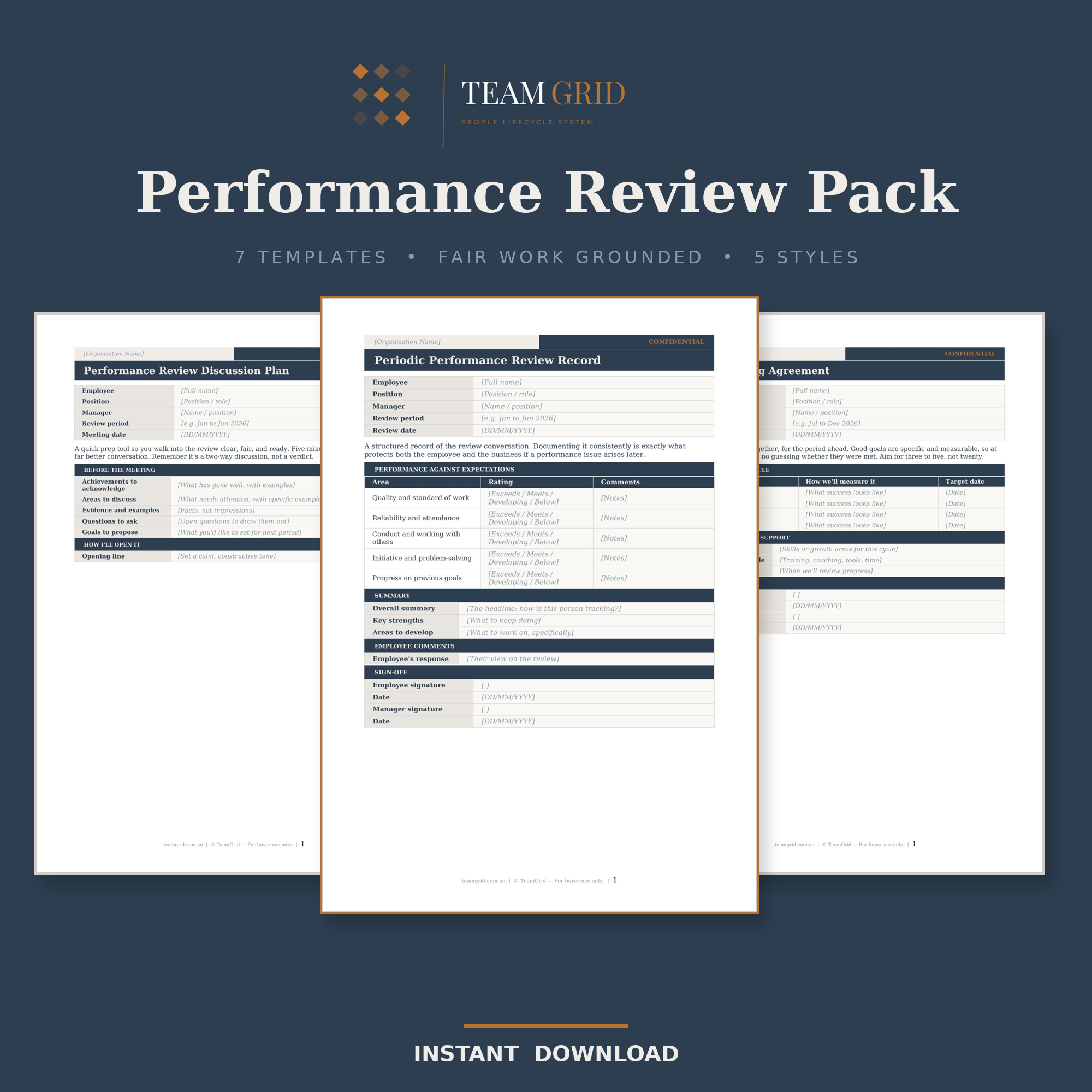 Performance Review Pack | Australian Fair Work | Editable Word Templates