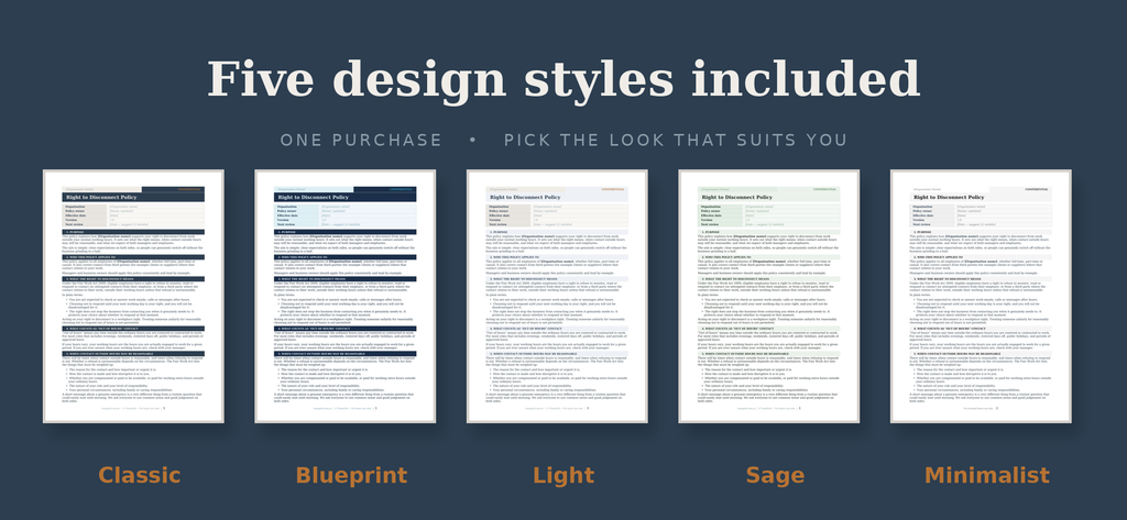 Right to Disconnect Policy Template | Australian Fair Work | Editable Word Pack